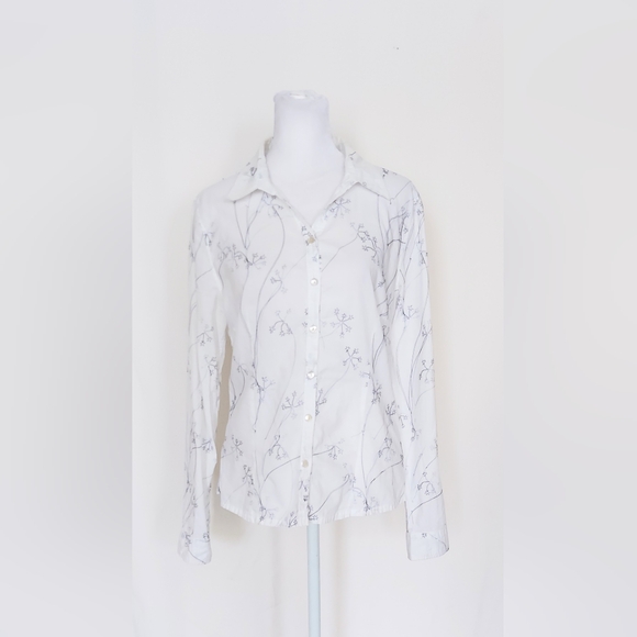 Horny Toad Women's Embroidered White Long Sleeve Button Down Shirt Size Small - Picture 1 of 8